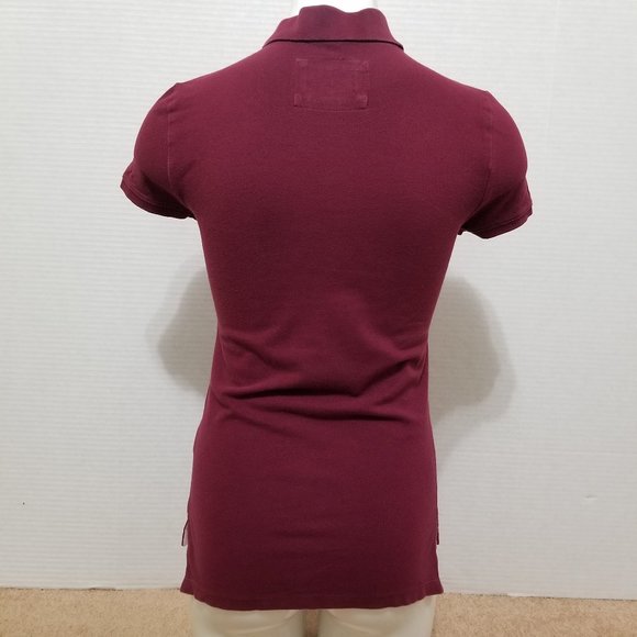 Aeropostale top Medium polo short sleeve stretch work school uniform side split - Picture 3 of 11
